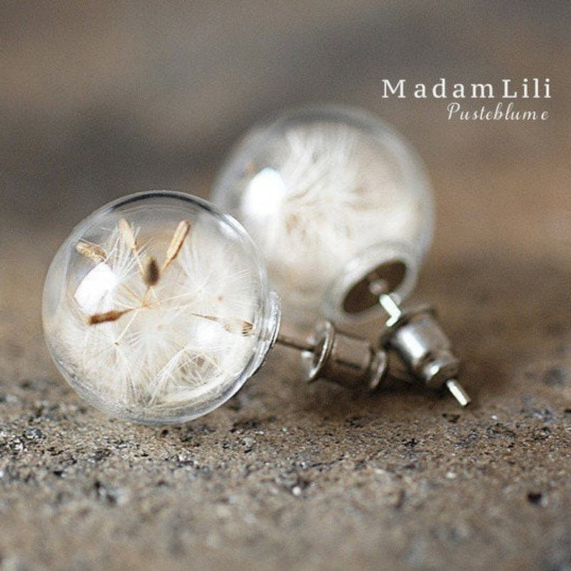Elegant Pusteblumen Earplugs-Terrarium Botanical Nature Jewelry-VINOHR-40