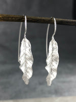 Long Leaves Earrings-925 Sterling Silver Earrings-Elegant Naturschmuck-OHR925-122