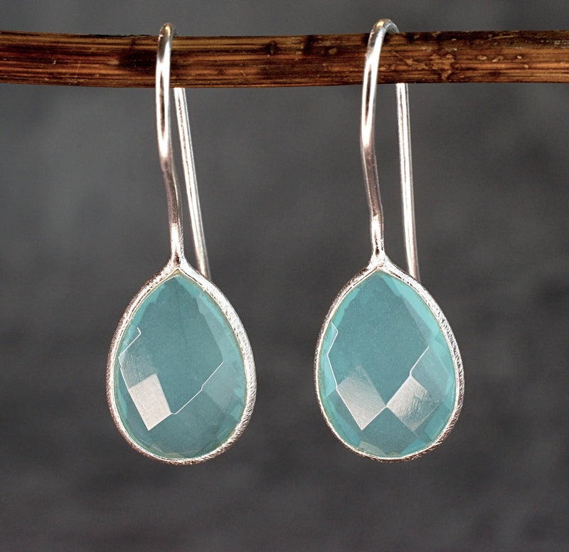 Aquamarin Earrings - 925 Sterling Silver Luxurious Gem Earrings - Ear925-105