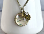 World Map Globe Pendant Chain Vintage Style - Globetrotter Jewelry - VIK-08