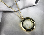 Flowers of brass Seeds of glass Medallion necklace Gold-plated terrarium Botanical jewellery -VIK-127