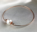 Freshwater Pearl Bangle - Rosegold Gold Plated Real Pearl Bridal Bridesmaid Wedding Bridal Jewelry - Retremm-19