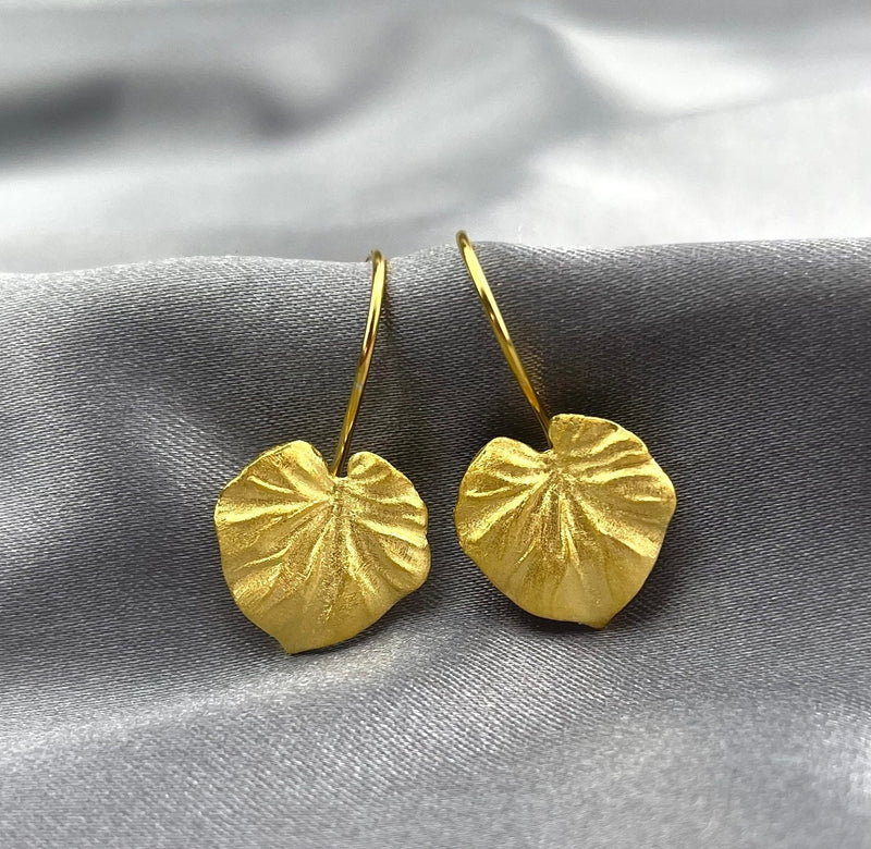 Tropical Earrings 925 Sterling Gold Gold Golden Monster Sheet Earrings OHR925-23