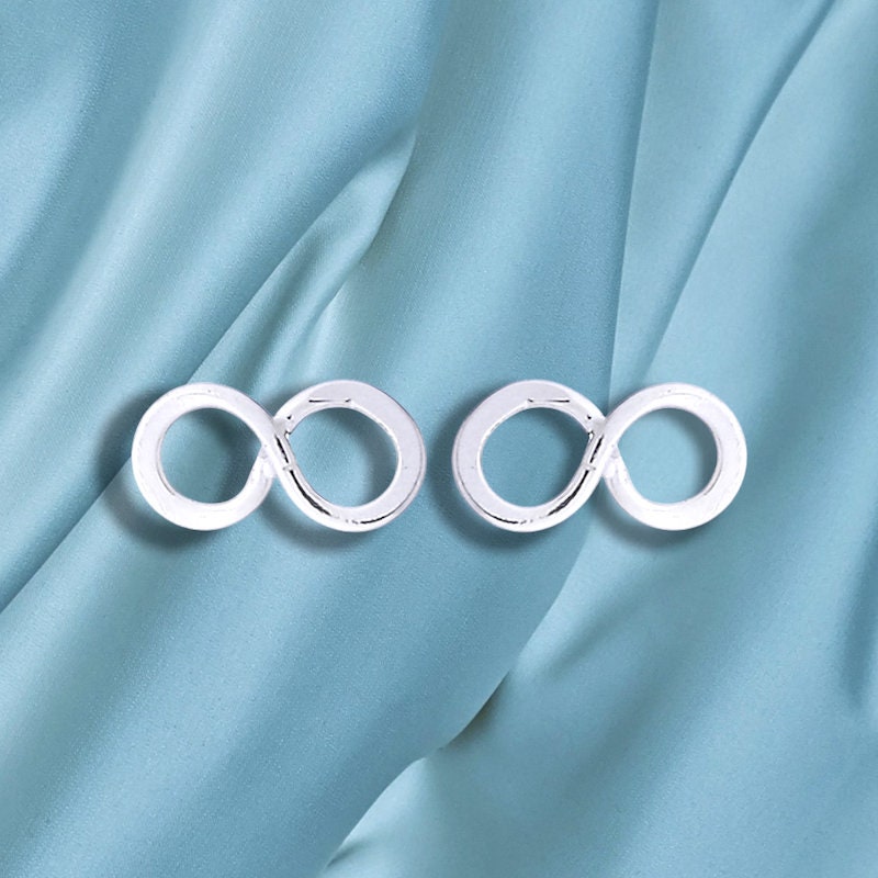 Infinity Mini Stud Earrings - 925 Sterling Silver Minimalist Jewelry - Ear925-110