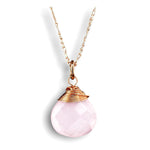 Rose Quartz Drop Chain 925 Sterling Rosegold Gold Plated Pink Gem Aura Necklace K925-71