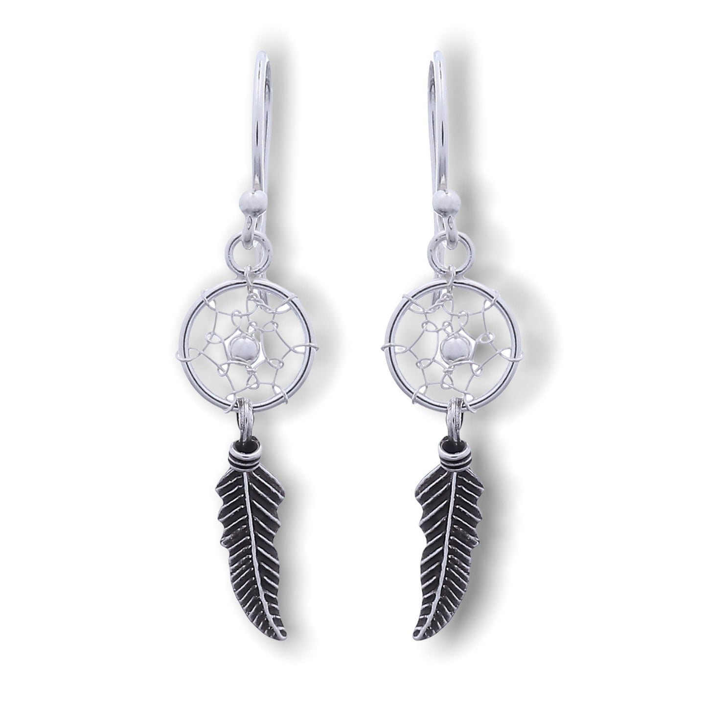Dream Catcher Earrings - 925 Sterling Silver Tribal Boho Shaman Indian Jewelry - Ear925-42