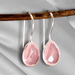 925 Sterling Silver Rose Quartz Earrings - Elegant Gemstone Jewelry Ear925-102