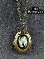 Photoservice Includes Personalizable Mystic Forest Swallow Photomed Linen Pendant Chain - VIK-29