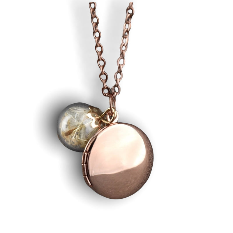 Rosegold Gilded Fotomedaillonnecklace with Pusteblumen-Personalizable Jewelry with Photoservice-VIK-87