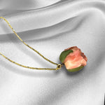 Real rose nose chain - 925 sterling gilded necklace with rose - K925-61