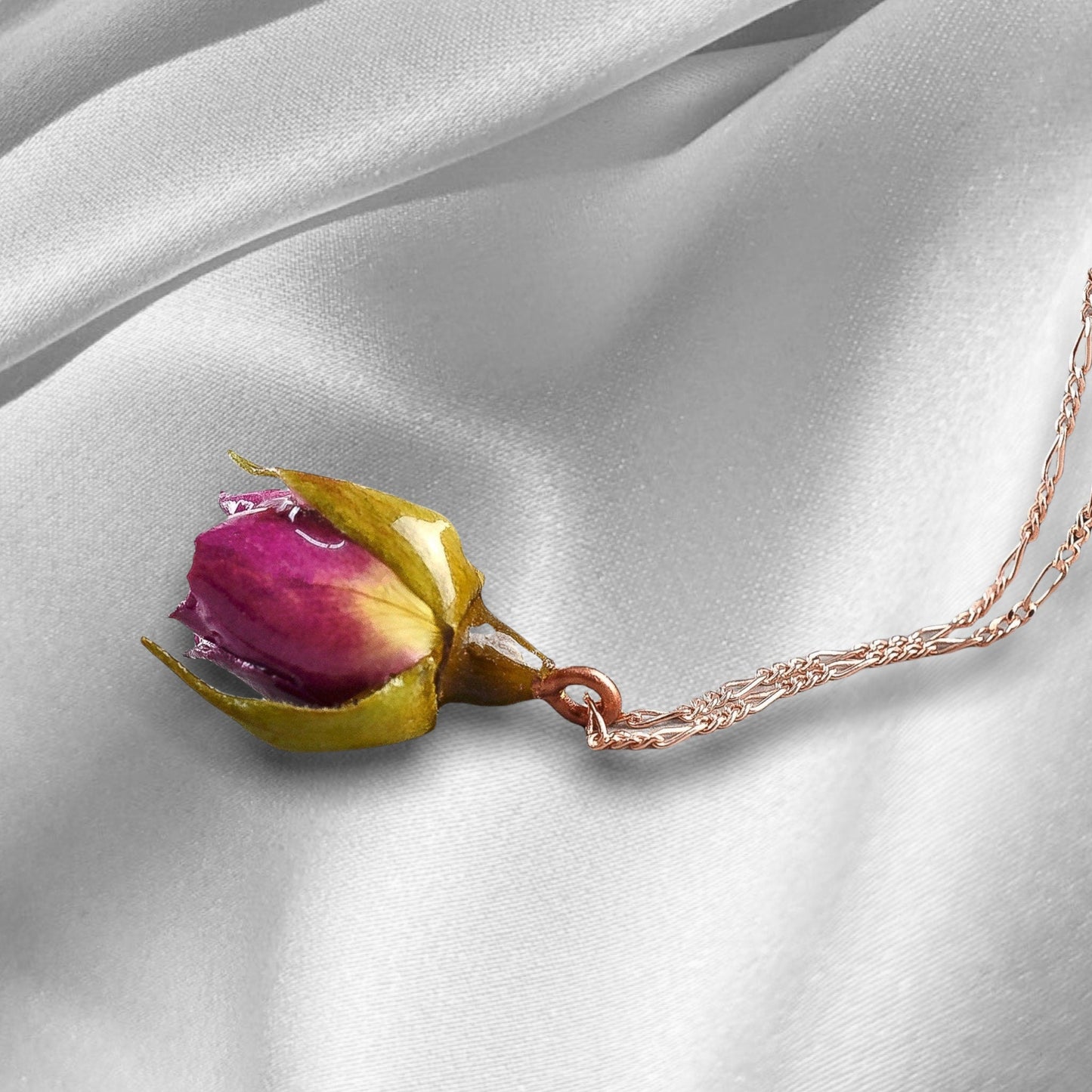 Real Rose Chain - Romantic Jewelry from 925 Sterling Rosegold Gold Plated - Nature Jewelry - K925-50