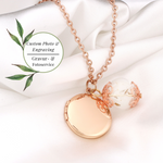 Rosegold Gilded Fotomedaillonnecklace with Pusteblumen-Personalizable Jewelry with Photoservice-VIK-87