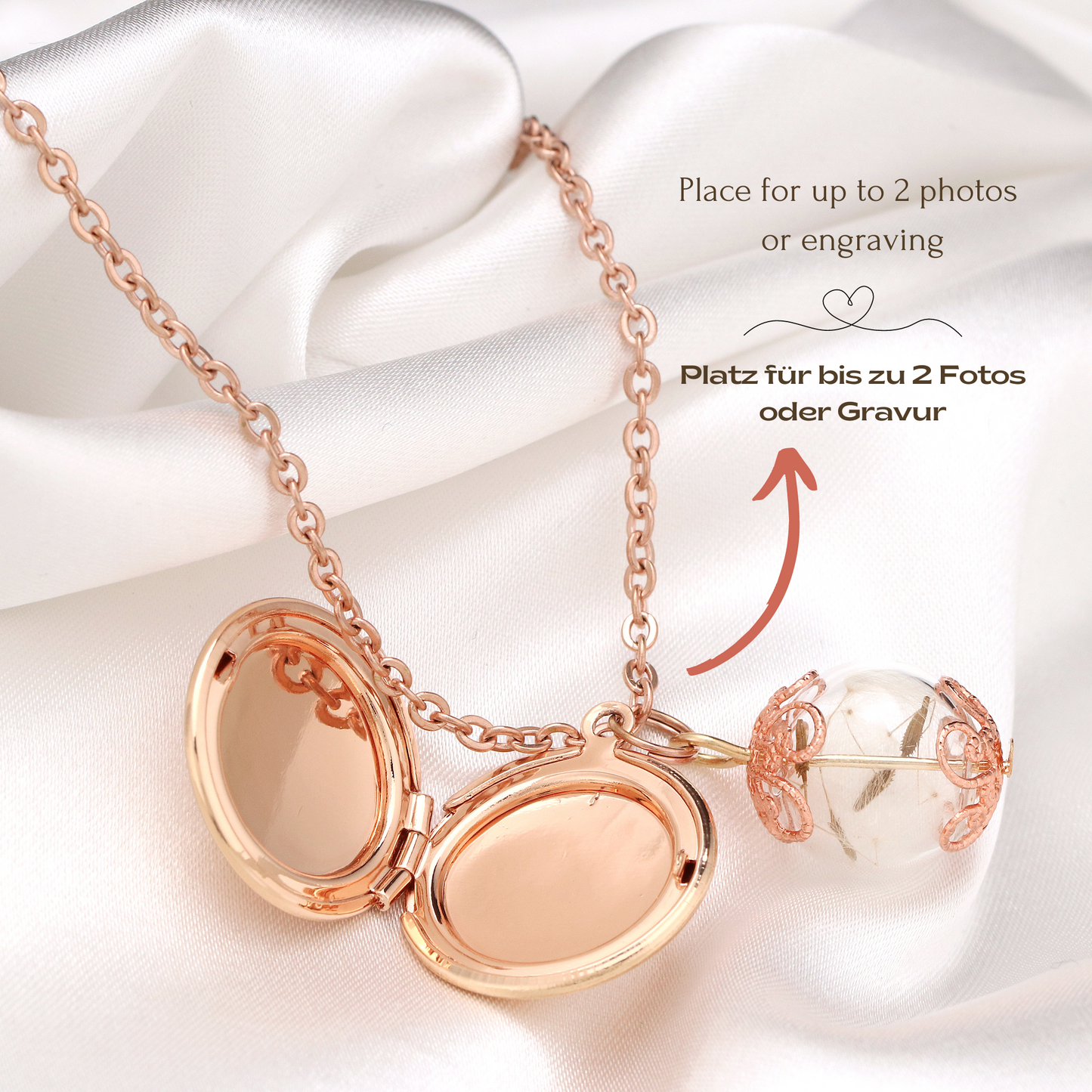 Rosegold Gold Plated Photo Dailly Chain with Pustflumen - Personalizable Jewelry with Photoservice - VIK-87
