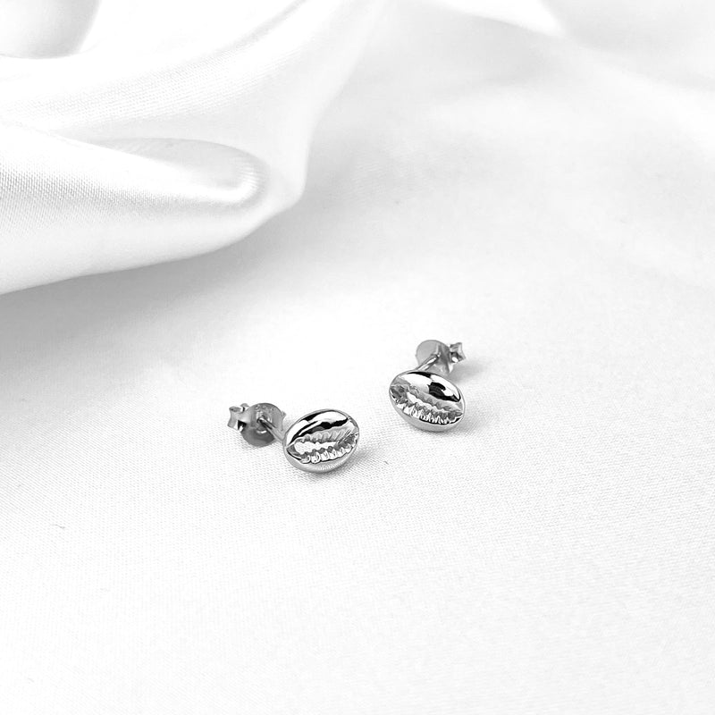 Cowrie Shell Mini Ear Studs - 925 Sterling Silver - OHR925-48