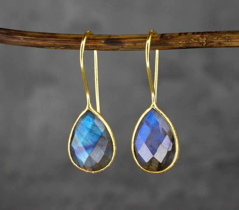 925 Sterling Silver Gold-plated Labradorite Earrings