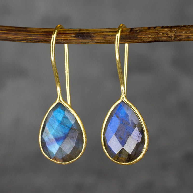 925 Sterling Silver Gold-plated Labradorite Earrings