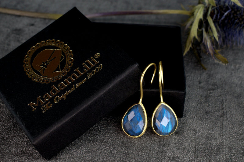 925 Sterling Silver Gold-plated Labradorite Earrings