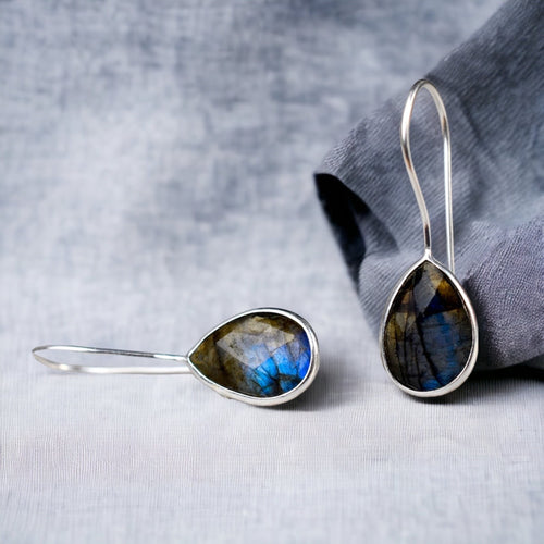 925 Sterling Silver Labradorite Earrings - Ear925-97