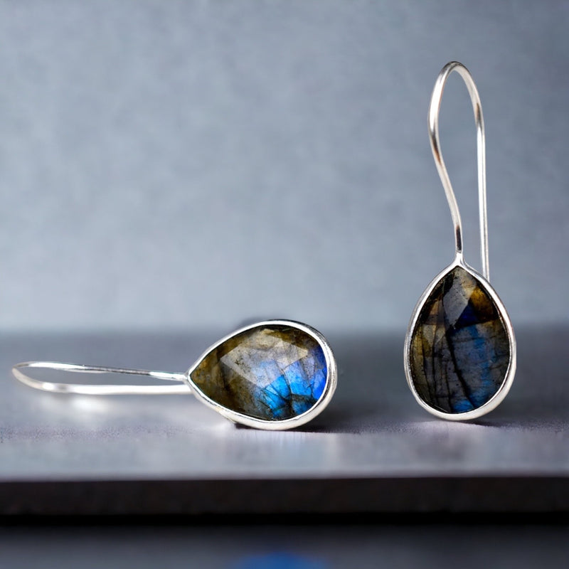 925 Sterling Silver Labradorite Earrings - Ear925-97