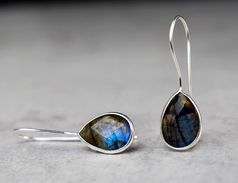 925 Sterling Silver Labradorite Earrings - Ear925-97