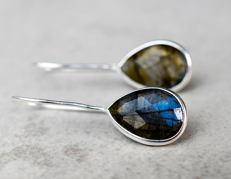 925 Sterling Silver Labradorite Earrings - Ear925-97