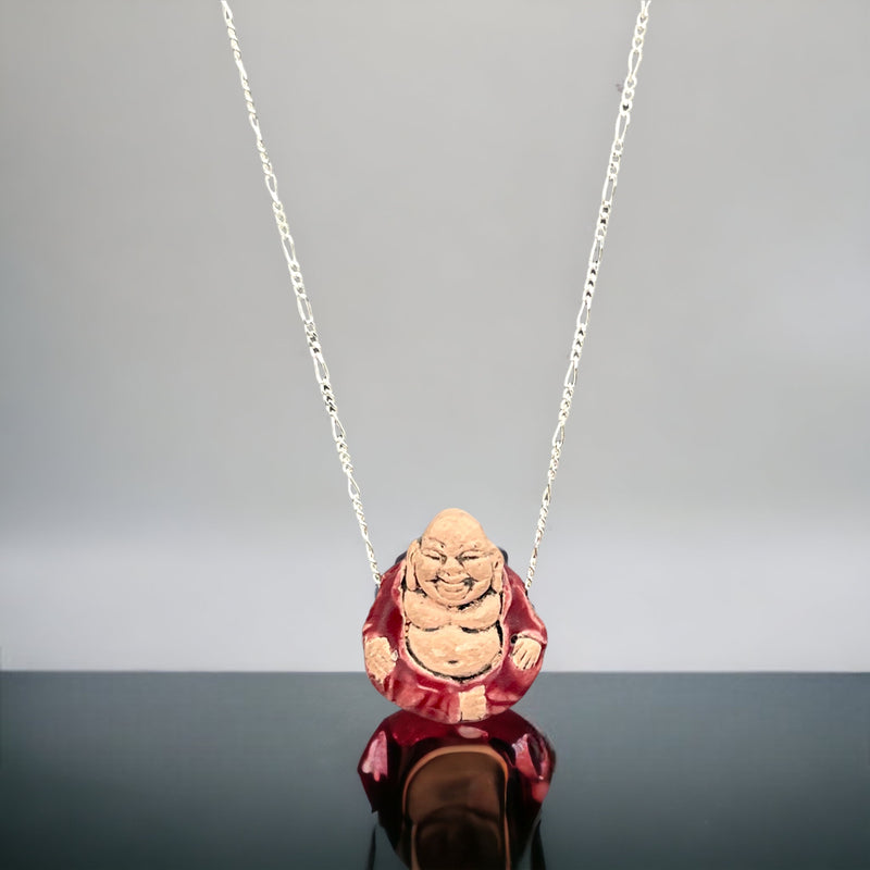 Laughing Buddha from Ceramics to 925 Sterling Silver Chain-K925-73