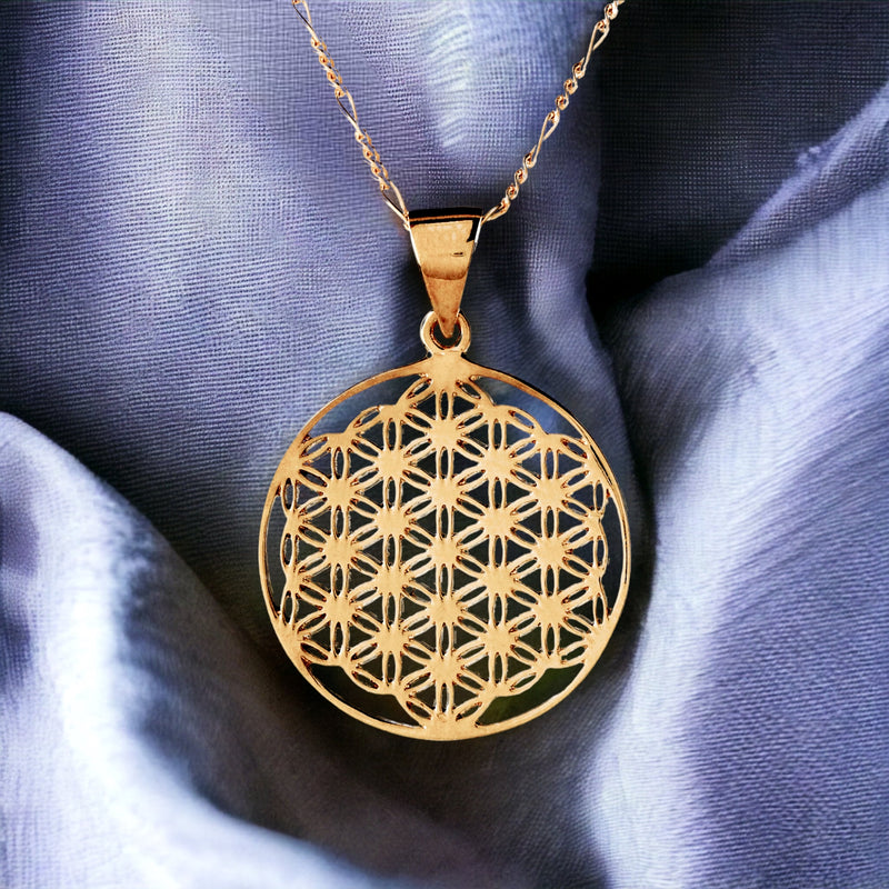 925 Sterling Rosegold Gold Plated Chain Flower of Life - K925-34