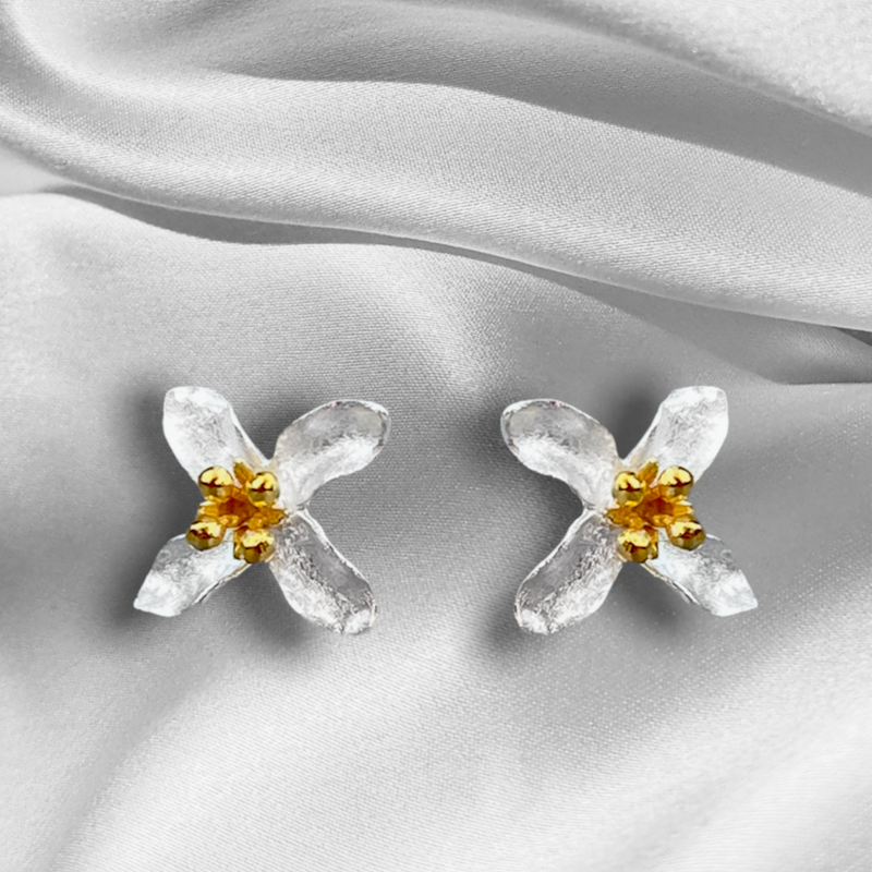 925 silver stud earrings Lilies - Ear925-41