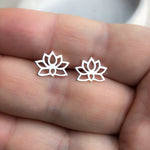 Mini 925 Sterling Silver Stud Earrings Lotus