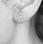 Mini 925 Sterling Silver Stud Earrings Lotus