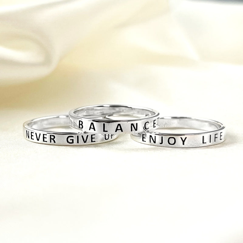 Love The Journey Ring - 925 Sterling Silver Engraving Stamp Finger Ring - RG925-55