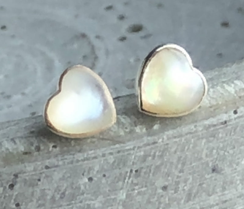 Mini 925 Sterling Silver Pearl Stud Earrings Heart