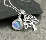 925 Sterling Silver Gemstone Chain "Grob & Moonstone" - K925-45