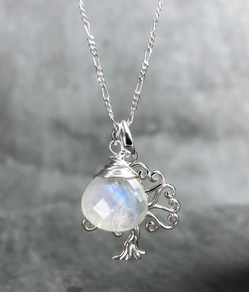 925 Sterling Silver Gemstone Chain "Grob & Moonstone" - K925-45