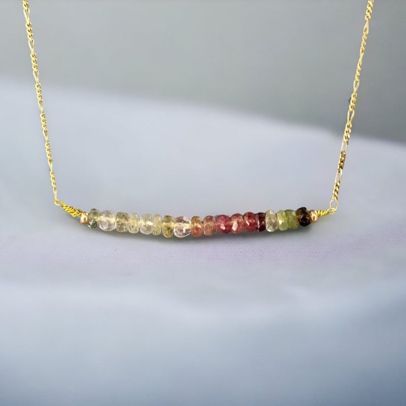 Turmalin gemstone rod necklace - 925 Sterling Gold Gold Gold-plated gemstone ring chain - K925-85