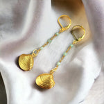 Shell earrings with gemstone apatite VINOHR-55