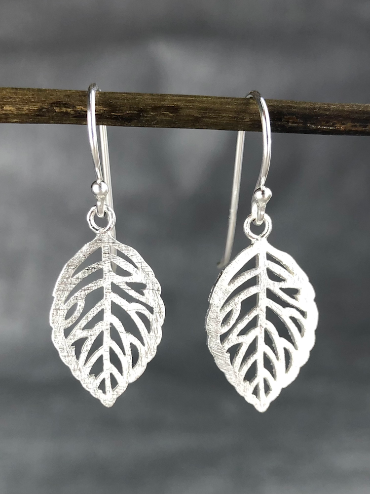 925 sterling earrings "silver leaves" - Ear925-12
