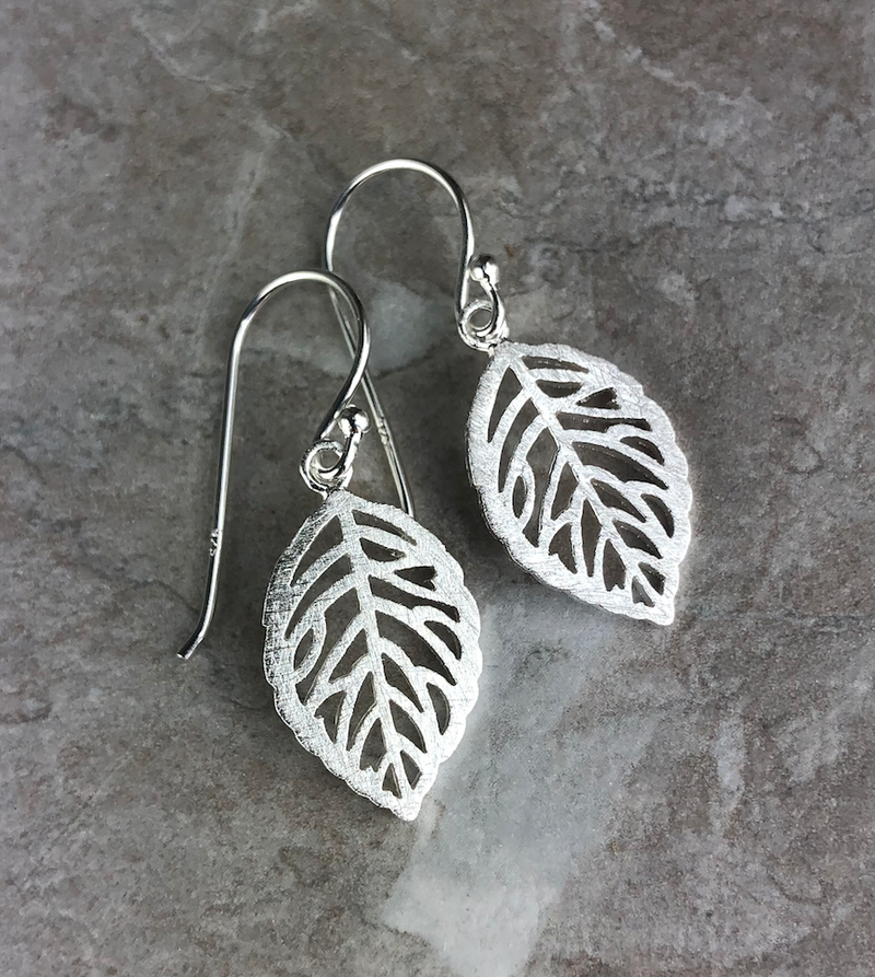 925 sterling earrings "silver leaves" - Ear925-12