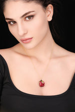 925 Sterling Silver Gold Plated Chain "Genuine Red Rose"