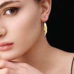 Long Leaves Earrings 925 Sterling Gold Plated Nature Jewelry Gift Idea - Ear925-108