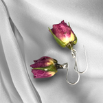 925 Sterling silver earrings with real roses