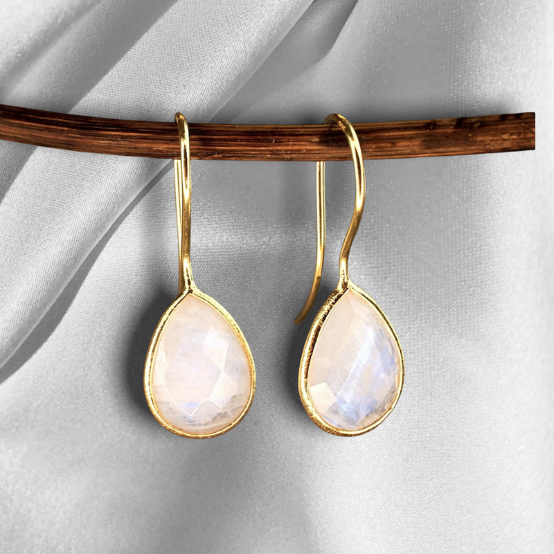 925 sterling gilded moonstone earrings