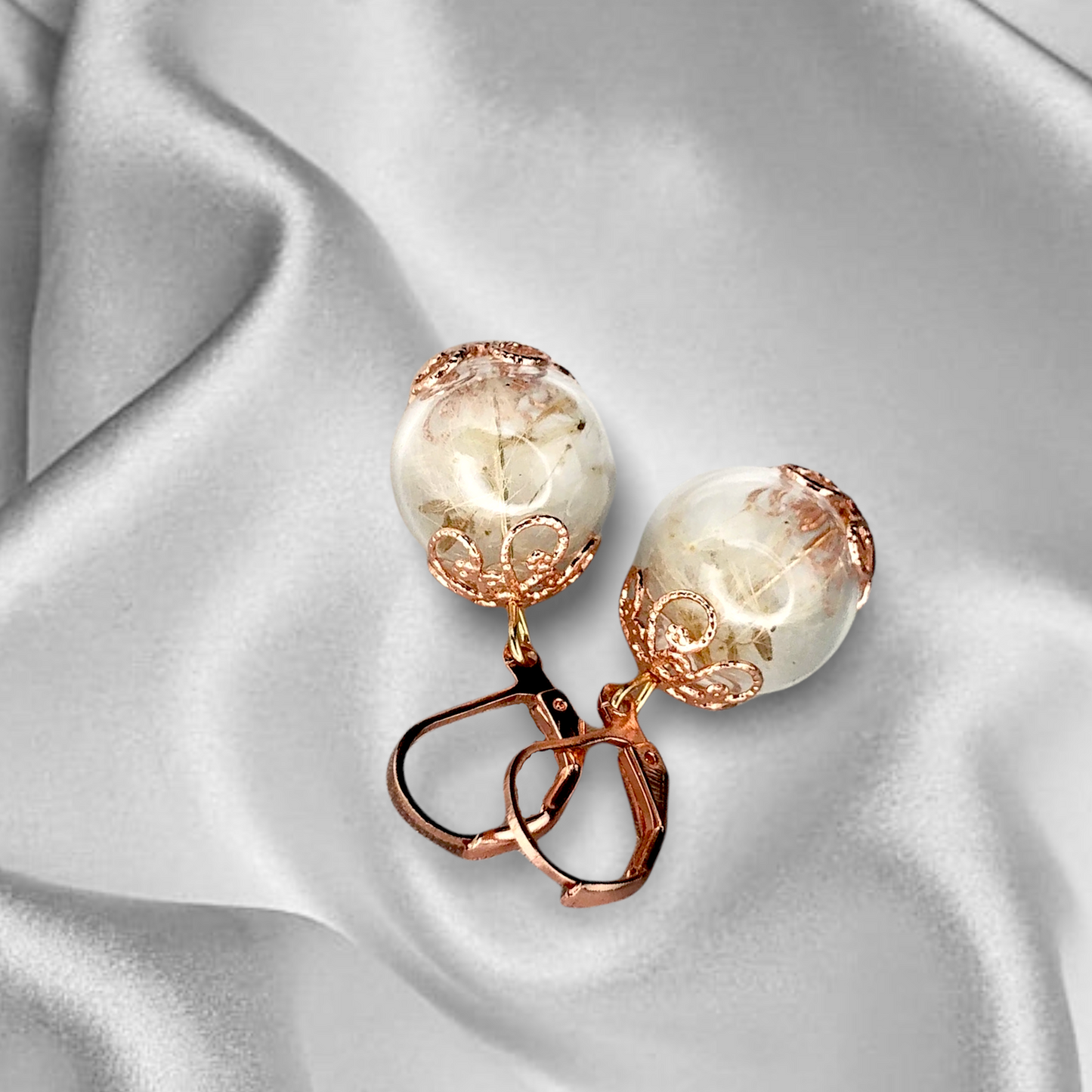 Rosegold Gold Plated Real Pust Flowers Earrings - Nature Jewelry - vinohr-68