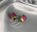 925 Sterling silver earrings with real roses