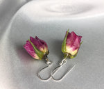 925 Sterling silver earrings with real roses