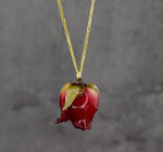 925 Sterling Silver Gold Plated Chain "Genuine Red Rose"