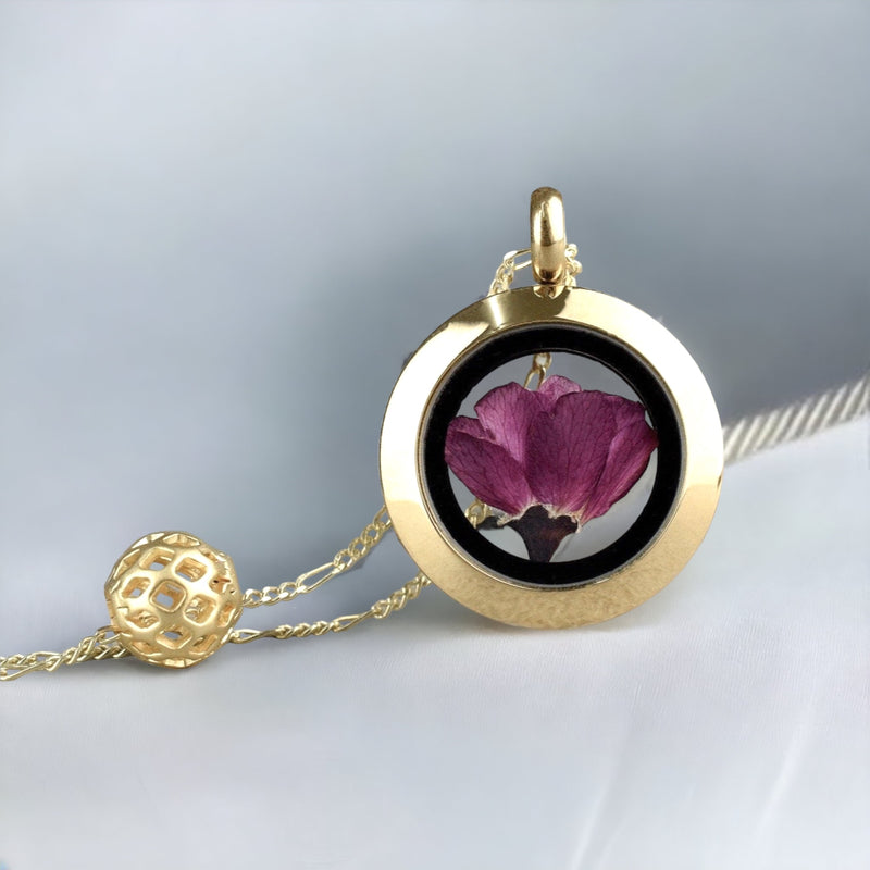 Real Japanese cherry blossom-Sakura medallion-925 Sterling Vergoldet-K925-27