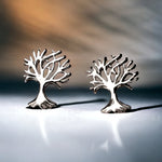 Living Tree Mini Stud Earrings - 925 Sterling Silver Minimalist Small Tree Earrings - Ear925-124