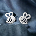 Bee Mini Stud Earrings - 925 Sterling Silver Earrings - Stamina Creativity Symbol Jewelry - Ear925-90