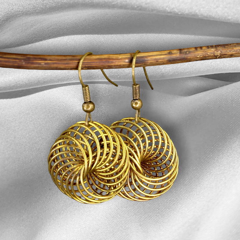 "Bird's nest" bronze earrings in vintage style - vinohr-83